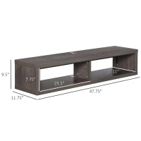 HOMCOM Wall Mounted TV Stand, Media Console Floating Storage Shelf for Living Room or Home Office, Dark Grey(m-3)