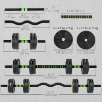 Soozier Adjustable Dumbbell Set, 3 in 1 Weights Dumbbells Set for Home Gym, 33lb Free Weights with Connector and Non-Slip Grip(m-3)