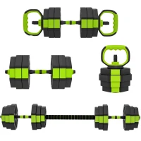 Soozier 4-in-1 Adjustable Dumbbell Set, Used as Kettlebell, Barbell, Dumbbell, Push-Up Stand, 55lbs Free Weights Set, Green(m-11)