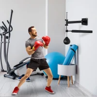 Soozier Wall Mount Reflex Boxing Trainer, 360° Rotating Rapid Boxing Bar with Punching Ball, Height Adjustable for Home Gym(m-8)