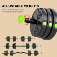 Soozier Adjustable Dumbbell Set, 3 in 1 Weights Dumbbells Set for Home Gym, 44lb Free Weights with Connector and Non-Slip Grip(m-5)