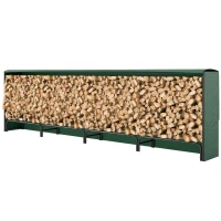 Outsunny Firewood Rack with Waterproof Cover, 500 kg Log Storage Holder with Steel Chains, 142" x 14" x 39", Dark Green(m-2)
