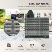 Outsunny Patio Furniture Set, Cushions, Sofa, Loveseat, Storage Table, Gray(m-5)