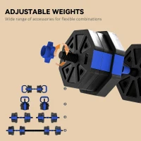 Soozier 4-in-1 Adjustable Dumbbell Set, Used as Kettlebell, Barbell, Dumbbell, Push-Up Stand, 44lbs Free Weights Set, Blue(m-5)