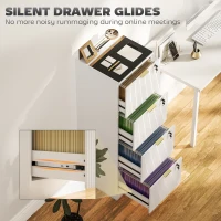 HOMCOM Lockable Filing Cabinet with 4 Fluted Drawers, File Cabinet with Adjustable Hanging Rails for A4 Letter Files, White(m-5)