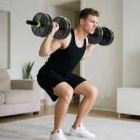 Soozier Adjustable Dumbbell Set, 3 in 1 Weights Dumbbells Set for Home Gym, 33lb Free Weights with Connector and Non-Slip Grip(m-1)