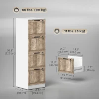 HOMCOM 4 Drawer Filing Cabinet, Farmhouse File Cabinet with Lock, Adjustable Hanging Rails for A4 Letter Size Files, White(m-3)