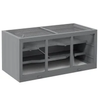 PawHut Extra Large Wooden Hamster Cage with Opening Roof, Hut, Ramps, Gray(m-1)