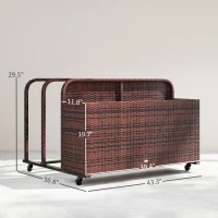Outsunny PE Rattan Pool Float Storage Organizer with Wheels, Mixed Brown(m-3)