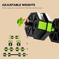 Soozier 4-in-1 Adjustable Dumbbell Set, Used as Kettlebell, Barbell, Dumbbell, Push-Up Stand, 44lbs Free Weights Set, Green(m-5)