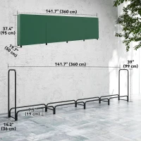 Outsunny Firewood Rack with Waterproof Cover, 500 kg Log Storage Holder with Steel Chains, 142" x 14" x 39", Dark Green(m-3)