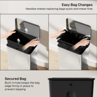 HOMCOM 5.3 Gallon/20 L Garbage Bin with Soft Close Lid, Trash Can with Removable Inner Bucket for Kitchen, Office, Silver(m-7)