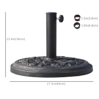 Outsunny 26 lbs Resin Round Umbrella Base Stand Market Parasol Holder with Beautiful Decorative Pattern, for Φ1.5", Φ1.89" Pole, for Lawn, Deck, Backyard, Garden, Bronze(m-3)