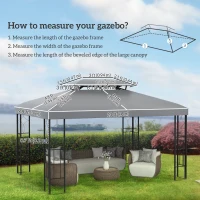 Outsunny 13' x 10' Gazebo Replacement Canopy 2 Tier Top UV Cover Pavilion Garden Patio Outdoor, Light Grey (TOP ONLY)(m-3)