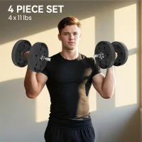 Soozier Weight Plates Set of 4, 1-Inch Barbell Weight Set for Home Gym Strength Training and Weightlifting, 4 x 11 lbs(m-4)