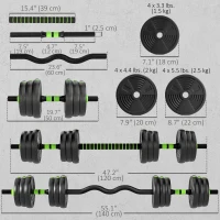 Soozier Adjustable Dumbbell Set, 3 in 1 Weights Dumbbells Set for Home Gym, 55lb Free Weights with Connector and Non-Slip Grip(m-3)