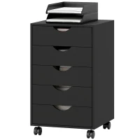 HOMCOM File Cabinet with 5 Drawer Wheels, 15.7" x 15.7" x 26.4", Black(m-11)