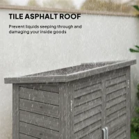 Outsunny Wooden Garden Storage Shed Kit Wood Garage Tool Organisation Cabinet with 2 Door , 34" x 18" x 38", Grey(m-5)