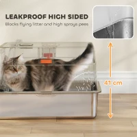 PawHut XL Stainless Steel Cat Litter Box, Kitty Litter Box with Flip Cover, Pedal, Deodorizer, for Big Cats(m-10)