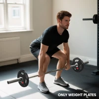 Soozier Weight Plates Set, 2-Inch Barbell Weights Set w/Tri-Grips for Home Gym Weightlifting and Strength Training, 2 x 33lbs(m-10)