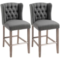 HOMCOM Counter Height Bar Stools Set of 2, Upholstered 26.75" Seat Height Barstools, Dark Gray(m-11)
