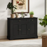 HOMCOM Sideboard Buffet Cabinet, Modern Accent Cabinet with 2 Drawers and Adjustable Shelves, Entryway Cabinet, Black(m-2)