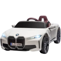 Aosom 12V Electric Ride on Car with Remote Control, 3.1 MPH Kids Ride-on Toy for Boys and Girls with Portable Battery, Suspension System, Horn Honking, Music, Lights, White(m-11)