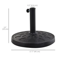 Outsunny 29 lbs Resin Round Patio Umbrella Stand Base Coated Pole Market Garden Umbrella Holder Parasol Holder Black(m-3)