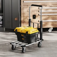 HOMCOM 330 lbs Heavy Duty Hand Truck, Folding Trolley, Dolly with Adjustable Handle and Extendable Platform, Silver and Black(m-10)