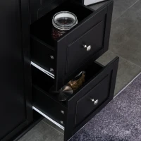 HOMCOM Mobile Kitchen Island with Drop Leaf, Storage Trolley Cart on Wheels, Towel/Spice Rack, 3 Drawers, 2-Door Cabinet, Black(m-9)