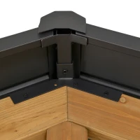 Outsunny 11' x 13' Wooden Gazebo Canopy Outdoor Sun Shade Shelter w/ Steel Roof, Solid Wood, Black & Natural(m-10)