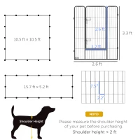 PawHut Dog Playpen for Large, Medium, Small Dogs, 16 Panels, 10.5' x 10.5' x 3.3'(m-3)