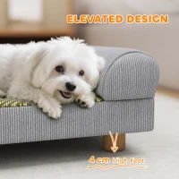PawHut Pet Sofa, Dog Couch Bed for Small Dogs, Elevated Pet Sofa with Solid Feet for Indoor Kittens, Grey(m-6)