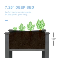 Outsunny 34" Raised Garden Bed, Elevated Wooden Planter Box with Holes for Vegetables, Herb, Flowers for Backyard, Dark Gray(m-6)