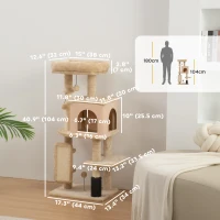 PawHut 52 Inch Cat Tree with Scratching Posts, Cat Bed, Condo, Grooming Brush, Jumping Platforms, Toy Balls, Anti-tip Kit(m-3)