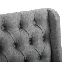 HOMCOM Bar Height Bar Stools Set of 2, 180 Degree Swivel Barstools with Solid Wood Footrests and Button Tufted Design, 30" Seat Height Bar Chairs for Kitchen Island, Gray(m-8)