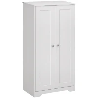 HOMCOM Kitchen Storage Cabinet, Freestanding Pantry Cabinet with 2 Doors and Adjustable Shelves, Distressed White(m-11)