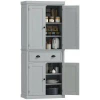HOMCOM 72.5" Kitchen Cabinet, Pantry Storage Cabinet with Doors and Shelves, Freestanding Food Pantry Cabinet, Gray(m-11)