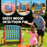 Qaba 4 in 1 Kids Jumbo Connect 4 Game Set with Basketball, Ring Toss, Golf, for Kids, Family, Indoor & Outdoor(m-7)