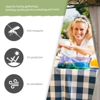 Outsunny 10' x 10' Gazebo Tent Shelter Art Steel Frame Flame-Retardant Fabric with Mosquito Netting for Party Dinner Beige(m-6)