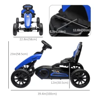 Aosom Pedal Go Kart for Kids, Pedal Car with Swing Axle, Adjustable Bucket, Handbrake, 4 EVA Wheels Powered Ride, Indoor Foot Racer, for 3-8 Years Old, Blue(m-3)