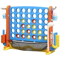 Qaba 4 in 1 Kids Jumbo Connect 4 Game Set with Basketball, Ring Toss, Golf, for Kids, Family, Indoor & Outdoor(m-2)