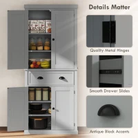 HOMCOM 72.5" Kitchen Cabinet, Pantry Storage Cabinet with Doors and Shelves, Freestanding Food Pantry Cabinet, Gray(m-7)