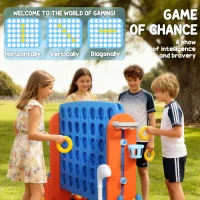 Qaba 4 in 1 Kids Jumbo Connect 4 Game Set with Basketball, Ring Toss, Golf, for Kids, Family, Indoor & Outdoor(m-5)