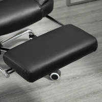HOMCOM High Back Office Chair PU Leather Executive Office Chair with Retractable Footrest Padded Armrest Black(m-12)