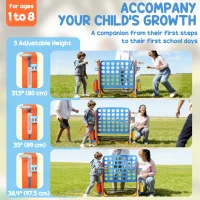 Qaba 4 in 1 Kids Jumbo Connect 4 Game Set with Basketball, Ring Toss, Golf, for Kids, Family, Indoor & Outdoor(m-6)