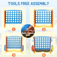 Qaba 4 in 1 Kids Jumbo Connect 4 Game Set with Basketball, Ring Toss, Golf, for Kids, Family, Indoor & Outdoor(m-9)