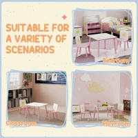 Qaba 3-Piece Kids Toddler Table and Chair Set Furniture for Boys and Girls Aged 3-8, Bedroom, Nursery, Playroom, Pink(m-8)