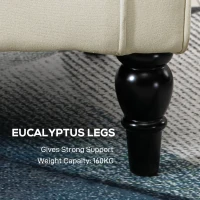 HOMCOM Fabric Accent Chair, Button Tufted Armchair, Upholstered Modern Living Room Chair, Wingback Chair with Wood Legs, Rolled Arms, Thick Padding for Bedroom, White(m-7)