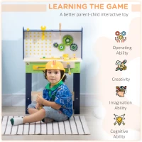 Qaba Wooden Kids Tool Bench with 27 Piece Tool Kit, Construction Work Shop Toy for Toddlers & Ages 3-6, Kids Workbench Playset Gift for Girls and Boys(m-7)